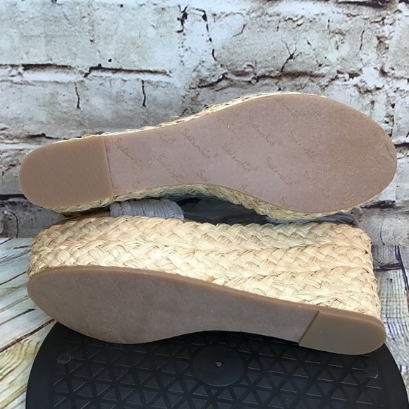 Splendid Women’s Gray Macramé Woven Open Toe Wicker Wedge Jute Platform Sandals - Picture 6 of 9